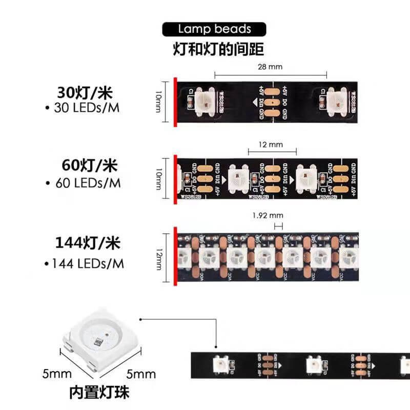 可編程燈帶5V幻彩內置ICWS2812B單點單控斷點續傳 - 5