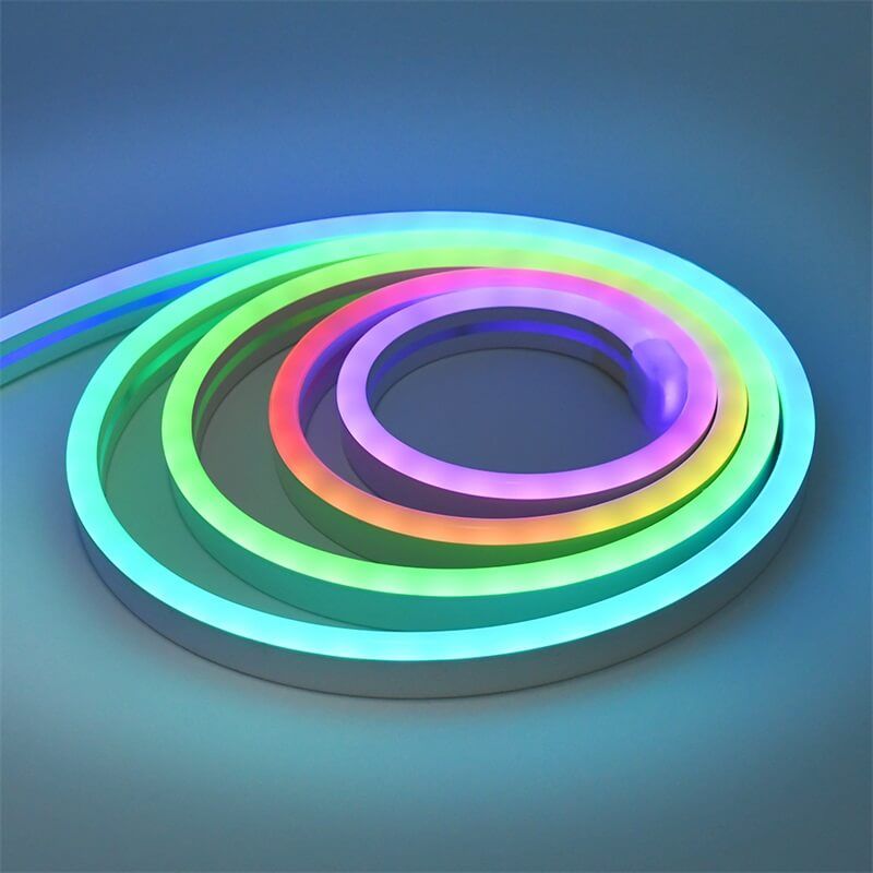 幻彩霓虹燈帶08x17mm跑馬流水漸變?nèi)嵝怨枘z戶外防水燈帶 - 2