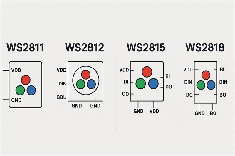 WS2811、WS2812、WS2815、WS2818 有什么區別？工程項目該怎么選？